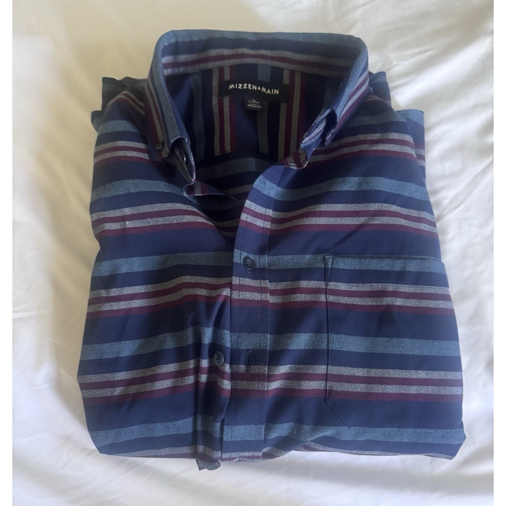 NWOT MIZZEN MAIN Shirt Mens  Multi Stripe City Flannel Classic Fit Sz XL